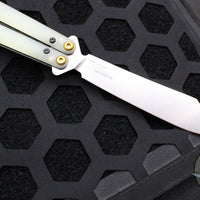 Benchmade Necron Butterfly Balisong- First Production- Jade G-10 Handles- Stonewash Scimitar Edge 99