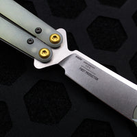 Benchmade Necron Butterfly Balisong- First Production- Jade G-10 Handles- Stonewash Scimitar Edge 99