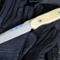 Blackside Customs Americana- Covert- Reverse Tanto Edge- Beskar Blade Finish- Brass Scales BSC-AMCO-BESKAR-BRASS