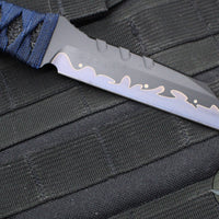 Blackside Customs Americana- Reverse Tanto Edge- Sumi Blade Finish- Cobalt Bastinelli Menuki- Bastinelli Cord Wrapped BSC-AM-SUMI-STAR-BAST