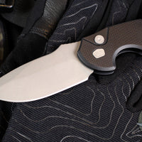 Blackside Customs Bad Idea- OTS Auto Knife- Black Textured Handle- Magnacut Gray Matter Finished Blade BSC-BA-BLKA-GM