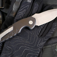 Blackside Customs Bad Idea- OTS Auto Knife- Black Textured Handle- Magnacut Gray Matter Finished Blade BSC-BA-BLKA-GM