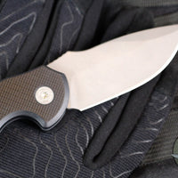 Blackside Customs Bad Idea- OTS Auto Knife- Black Textured Handle- Magnacut Gray Matter Finished Blade BSC-BA-BLKA-GM