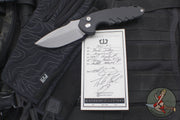 Blackside Customs Bad Idea- OTS Auto Knife- Black Textured Handle- Magnacut Matte Stonewash Blade BSC-BA-BLKA-SW