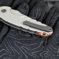 Blackside Customs Bad Idea- OTS Auto Knife- Titanium Handle- Magnacut Matte Stonewash Blade- Copper Backspacer BSC-BA-TI-SW-CU