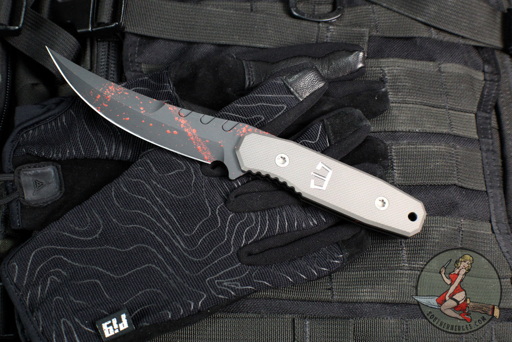 Blackside Customs Cat 5 Fixed Blade- Persian- MOC Blade Finish- Titanium Scales BSC-PER-MOC-TI