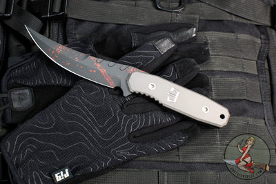Blackside Customs Cat 5 Fixed Blade- Persian- MOC Blade Finish- Titanium Scales BSC-PER-MOC-TI