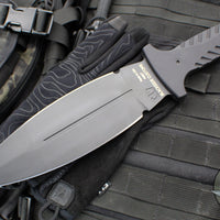 Blackside Customs Fairgate Smachet- Double Edge - Black Aluminum Handle Scales- Black Finished PSB27 Blade- Black HW BSC-FAIR-BLK-BLKA