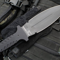Blackside Customs Fairgate Smachet- Double Edge - Black Aluminum Handle Scales- Black Finished PSB27 Blade- Black HW BSC-FAIR-BLK-BLKA