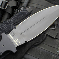 Blackside Customs Fairgate Smachet- Double Edge - Black Aluminum Handle Scales- Black Finished PSB27 Blade- Black HW BSC-FAIR-BLK-BLKA