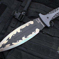 Blackside Customs Fairgate Smachet- Double Edge - ONE OFF- GreyBlack G-10 Handle Scales- Sumi Finished PSB27 Blade BSC-FAIR-SUMI-GRYBLKG10