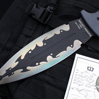 Blackside Customs Fairgate Smachet- Double Edge - ONE OFF- GreyBlack G-10 Handle Scales- Sumi Finished PSB27 Blade BSC-FAIR-SUMI-GRYBLKG10