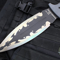 Blackside Customs Fairgate Smachet- Double Edge - ONE OFF- GreyBlack G-10 Handle Scales- Sumi Finished PSB27 Blade BSC-FAIR-SUMI-GRYBLKG10