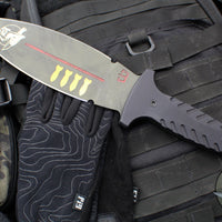 Blackside Customs Fairgate Smachet- Double Edge - Black Aluminum Handle Scales- Bomber Girl Finished PSB27 Blade- Black HW BSC-FAIR-BOMBER-BLKA