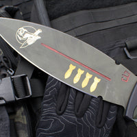 Blackside Customs Fairgate Smachet- Double Edge - Black Aluminum Handle Scales- Bomber Girl Finished PSB27 Blade- Black HW BSC-FAIR-BOMBER-BLKA