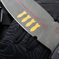 Blackside Customs Fairgate Smachet- Double Edge - Black Aluminum Handle Scales- Bomber Girl Finished PSB27 Blade- Black HW BSC-FAIR-BOMBER-BLKA
