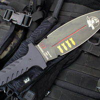 Blackside Customs Fairgate Smachet- Double Edge - Black Aluminum Handle Scales- Bomber Girl Finished PSB27 Blade- Black HW BSC-FAIR-BOMBER-BLKA