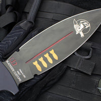 Blackside Customs Fairgate Smachet- Double Edge - Black Aluminum Handle Scales- Bomber Girl Finished PSB27 Blade- Black HW BSC-FAIR-BOMBER-BLKA