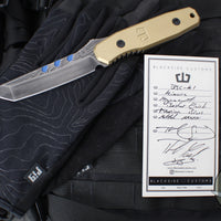Blackside Customs Kimura Fixed Blade - Beskar Blade Finish- Brass Scales BSC-K1-BESKAR-BRASS