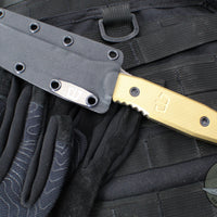 Blackside Customs Kimura Fixed Blade - Beskar Blade Finish- Brass Scales BSC-K1-BESKAR-BRASS