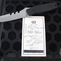 Blackside Customs Kimura Fixed Blade - Reaper Back Cut- Stonewash Blade Finish- Black G-10 Scales BSC-K1-REAPER-SW-BLKG10