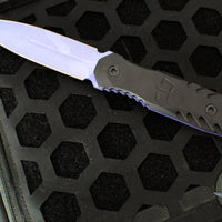 Blackside Customs Phase 7 SDM- Double Edge Dagger - Black Aluminum Handle Scales- Purple Half Tone Camo Finished Blade BSC-P7SDM-BLKA-PUCA