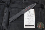 Blackside Customs Phase 7 SDM- Double Edge Dagger - Black Contoured Handle Scales- Red Line Finished Blade BSC-P7SDM-BLKAL-REDLINE