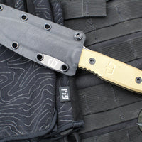 Blackside Customs Plan B Fixed Blade - Beskar Finish- Brass Scales BSC-PB-BESKAR-BR