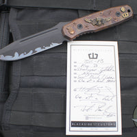 Blackside Customs Plan B Fixed Blade -One Off- Sumi Finish- Custom Copper Starlingear Gunner Scales BSC-PB-STAR1-SUMI