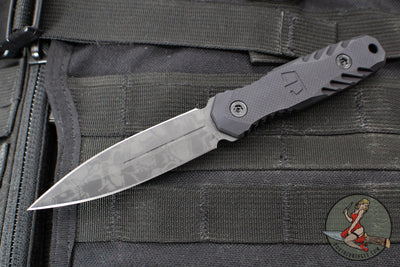 Blackside Customs Phase 7- Double Edge Dagger - Black Aluminum Scales- Skull Camo Finished PBS27 Steel Blade BSC-P7-BLKAL-SKULL