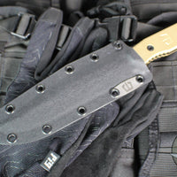 Blackside Customs Rogue 1 Fixed Blade- Black Finished Saw Back Magnacut Blade- Brass Scales BSC-ROG1-BLKSAW-BRASS