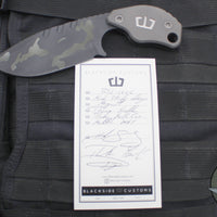 Blackside Customs/Strider Knives SLCC Fixed Blade- Drop Point- Titanium Scale- Black Multicam Finished Magnacut Blade