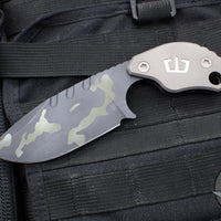 Blackside Customs/Strider Knives SLCC Fixed Blade- Drop Point- Titanium Scale- Black Multicam Finished Magnacut Blade