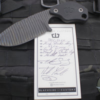 Blackside Customs/Strider Knives SLCC Fixed Blade- Drop Point Edge- Black G-10 Scale- Flamed Titanium Blade