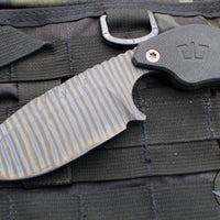 Blackside Customs/Strider Knives SLCC Fixed Blade- Drop Point Edge- Black G-10 Scale- Flamed Titanium Blade