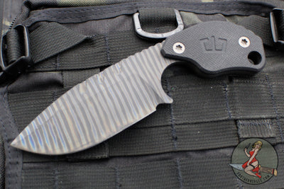 Blackside Customs/Strider Knives SLCC Fixed Blade- Drop Point Edge- Black G-10 Scale- Flamed Titanium Blade