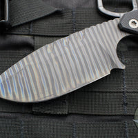 Blackside Customs/Strider Knives SLCC Fixed Blade- Drop Point Edge- Black G-10 Scale- Flamed Titanium Blade