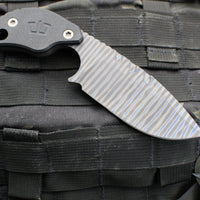 Blackside Customs/Strider Knives SLCC Fixed Blade- Drop Point Edge- Black G-10 Scale- Flamed Titanium Blade