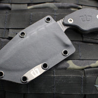 Blackside Customs/Strider Knives SLCC Fixed Blade- Drop Point Edge- Black G-10 Scale- Flamed Titanium Blade