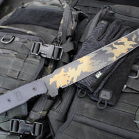 Blackside Customs Tokyo Drifter Fixed Blade Wakizashi- Multicam Over Black Finish- Black Aluminum Scales- Black HW BSC-TD-MULTIOB-BLKA