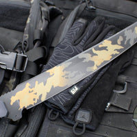 Blackside Customs Tokyo Drifter Fixed Blade Wakizashi- Multicam Over Black Finish- Black Aluminum Scales- Black HW BSC-TD-MULTIOB-BLKA