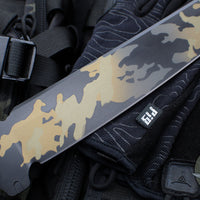 Blackside Customs Tokyo Drifter Fixed Blade Wakizashi- Multicam Over Black Finish- Black Aluminum Scales- Black HW BSC-TD-MULTIOB-BLKA