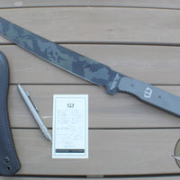 Blackside Customs Tokyo Drifter Fixed Blade Wakizashi- Black Multicam Blade Finish- Titanium Scales- Black HW BSC-TD-BLKCAMO-TI