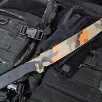 Blackside Customs Tokyo Drifter Fixed Blade Wakizashi- Woodland Orange Camo Finish- Black Aluminum Scales- Black HW BSC-TD-WOODOR-BLKA