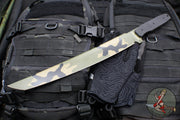 Blackside Customs Tokyo Drifter Fixed Blade Wakizashi- Woodland Topo Camo Blade Finish- Black G-10 Scales- Black HW BSC-TD-WOODTOPO-BLKG10