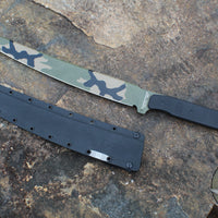 Blackside Customs Tokyo Drifter Fixed Blade Wakizashi- Woodland Topo Camo Blade Finish- Black G-10 Scales- Black HW BSC-TD-WOODTOPO-BLKG10