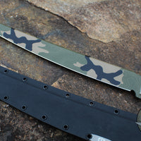 Blackside Customs Tokyo Drifter Fixed Blade Wakizashi- Woodland Topo Camo Blade Finish- Black G-10 Scales- Black HW BSC-TD-WOODTOPO-BLKG10