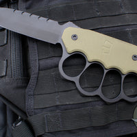 Blackside Customs Trench Boss- Single Edge Dagger - OD Green G-10 Handle Scales- Black Blade- Black Hardware