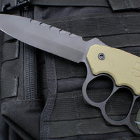 Blackside Customs Trench Boss- Single Edge Dagger - OD Green G-10 Handle Scales- Black Blade- Black Hardware