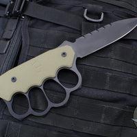 Blackside Customs Trench Boss- Single Edge Dagger - OD Green G-10 Handle Scales- Black Blade- Black Hardware